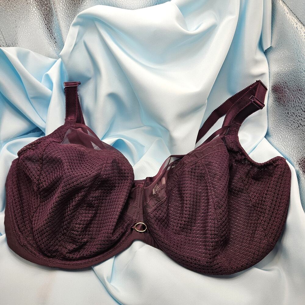 Chantelle Parisian Allure C22310 Underwire Bra 38G Burgundy Plum Full Coverage